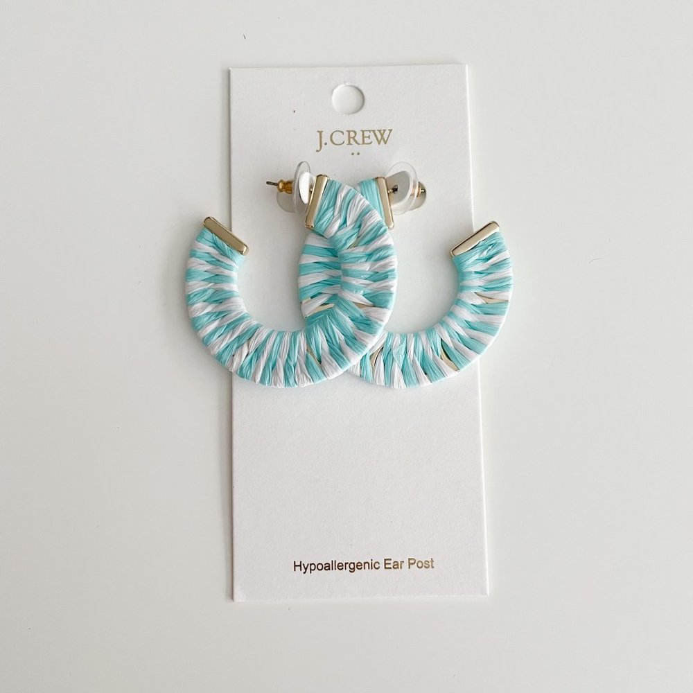 J. Crew Factory Wrapped Hoop Earrings (Glazed Sky White) - Picture 3 of 3